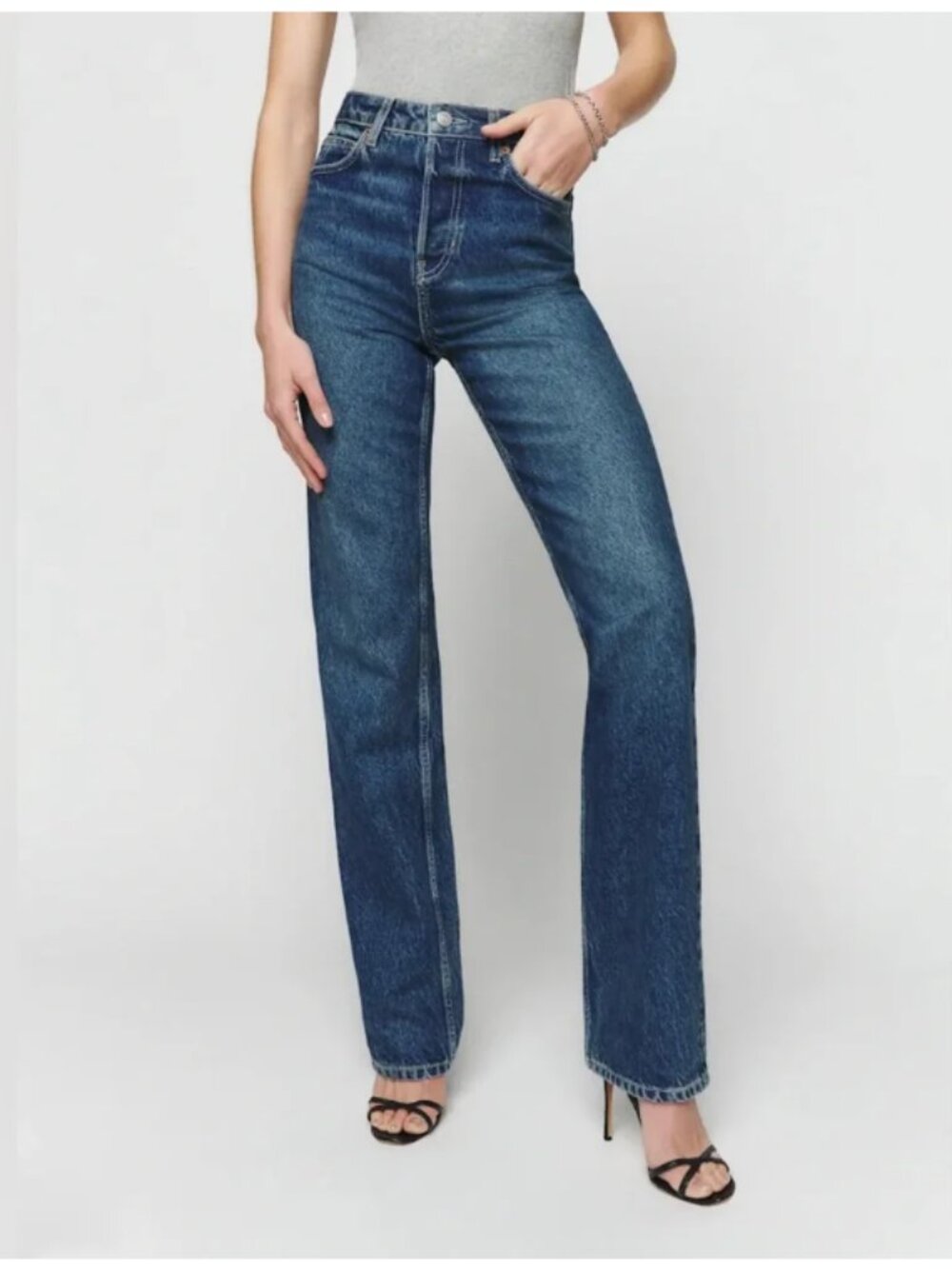 Reformation Cynthia High Rise Straight Long Jeans Lanier Size 24